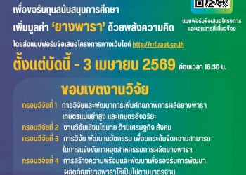 กยท. ชวนนักวิจัยทั่วประเทศ! ส่งข้อเสนอโครงการวิจัย ปีงบฯ 70 ชิงทุนวิจัยฯ กยท.