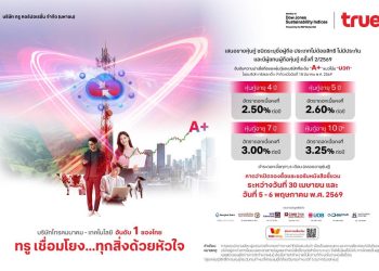 ทรู ประกาศดอกเบี้ยหุ้นกู้ชุดใหม่ อายุ 4 – 10 ปี ที่ 2.50 – 3.25% ต่อปี