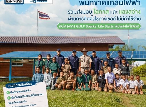 GULF ชวนชี้พิกัดพื้นที่ขาดแคลนไฟฟ้า เพื่อติดตั้งโซลาร์เซลล์ โดยไม่มีค่าใช้จ่าย กับโครงการ ‘GULF Sparks, Life Starts เติมพลังไฟให้ชีวิต’